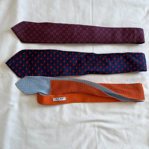 Lot of 3 silk ties for men's one is reversible .2 Made in Italy 57" to 60" - Picture 5 of 6